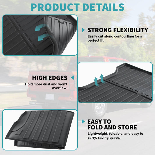 5FT Truck Bed Mat For 2024 Tacoma Short Bed TPE Liner All-Weather Black